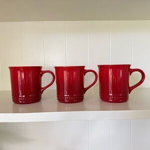 Le Creuset Red Stoneware Mugs - Set of 3